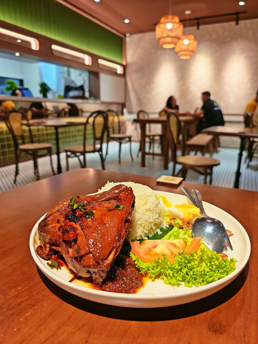 Nasi lemak with braised chicken